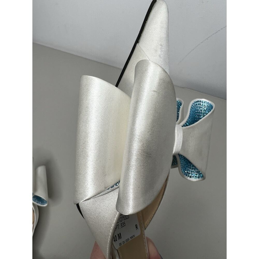Mach & Mach White Le Cadeau Slingback Pumps Heels Women’s Size 39.5/40 - Picture 8 of 14